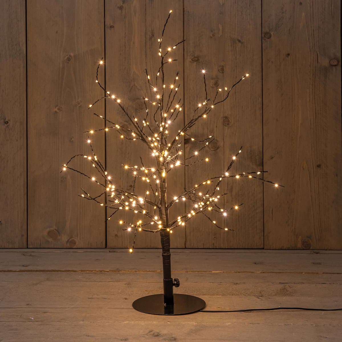 Anna's Collection Lichtboom - zwart - metaal - 60 cm - 240 led lichtjes - klassiek warm - verlichte kerstboom