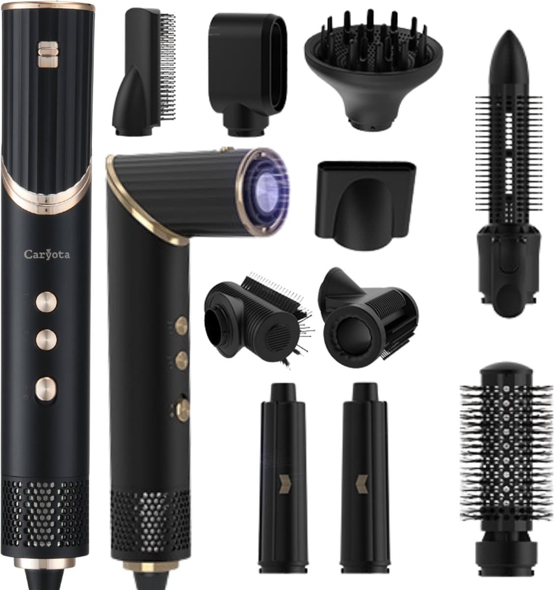 Caryota 10-in-1 Airstyler - Multistyler met Föhnborstel, Krultang & Haarborstels - Complete Styling Set voor Krullen en Steil Haar - Thermal Brush