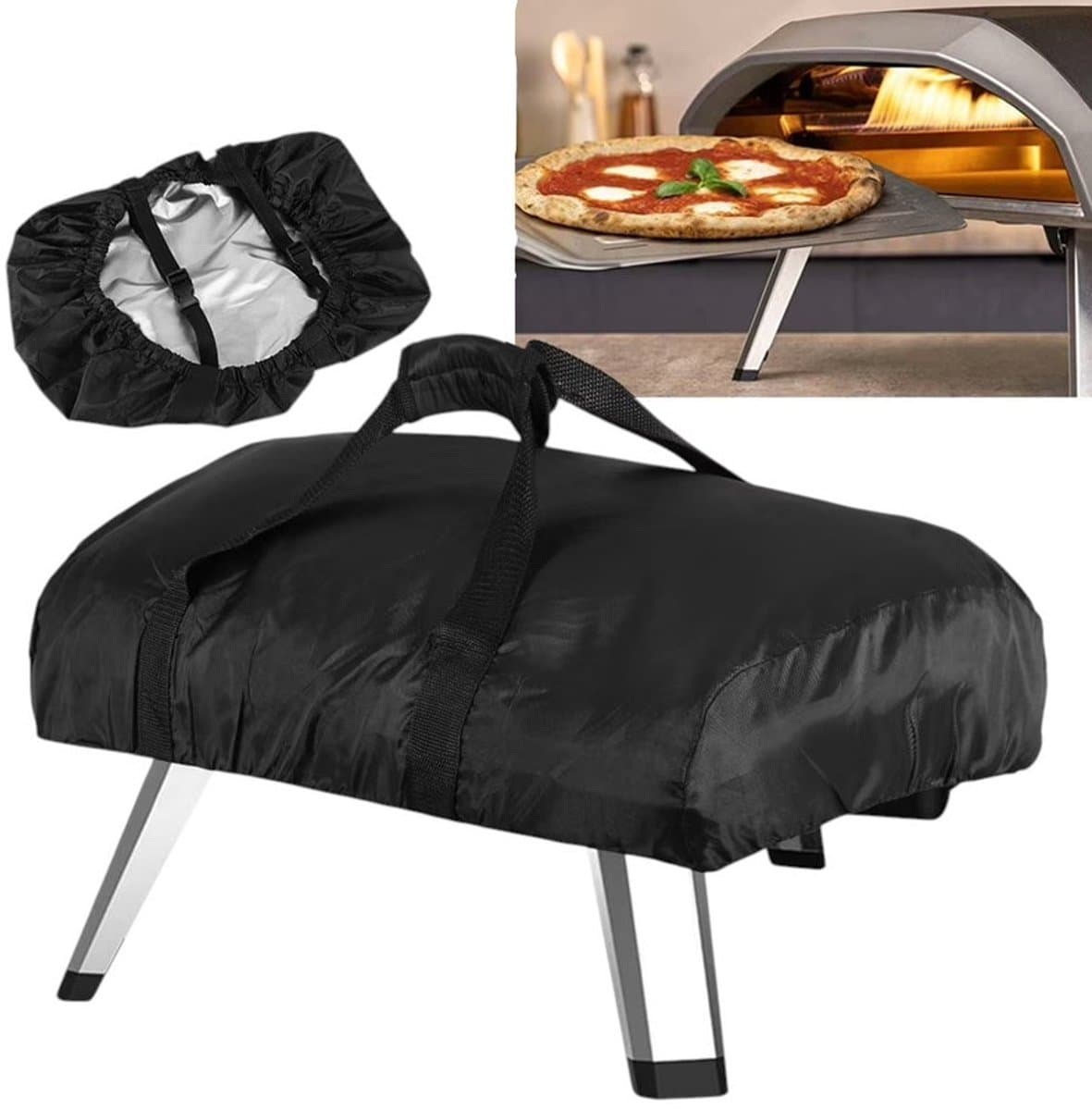 Pizzaovenhoes voor Ooni Koda 12 Gas Pizzaoven – Waterdicht 210D Oxford Stof – Winddicht – Comfortabele Handgreep – 63 x 41 x 16 cm – 1 Stuk – Zwart