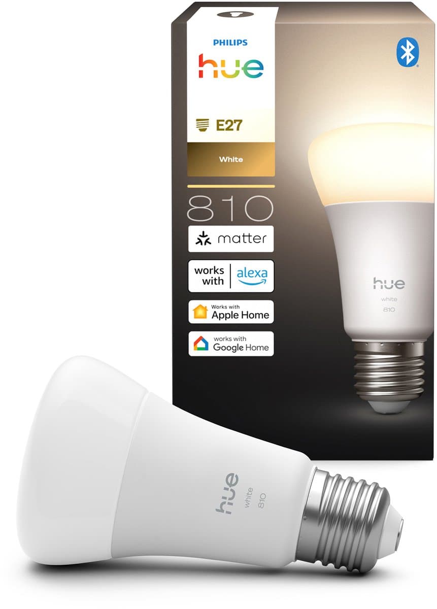 Philips Hue Slimme LED A60 lamp, Warm Wit Licht 2700K, E27 Fitting