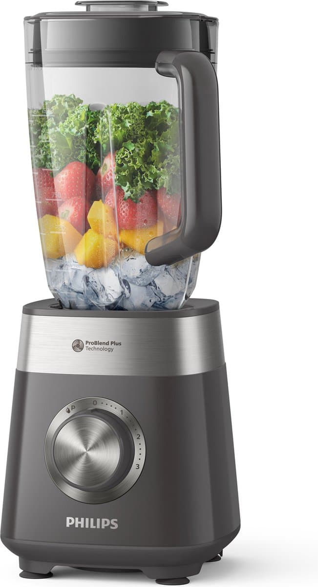 Philips Blender HR3020/20 - Krachtige 1000 Watt Motor – Veelzijdig Gebruik - Vaatwasserbestendig - 1.5l Kan - Grijs