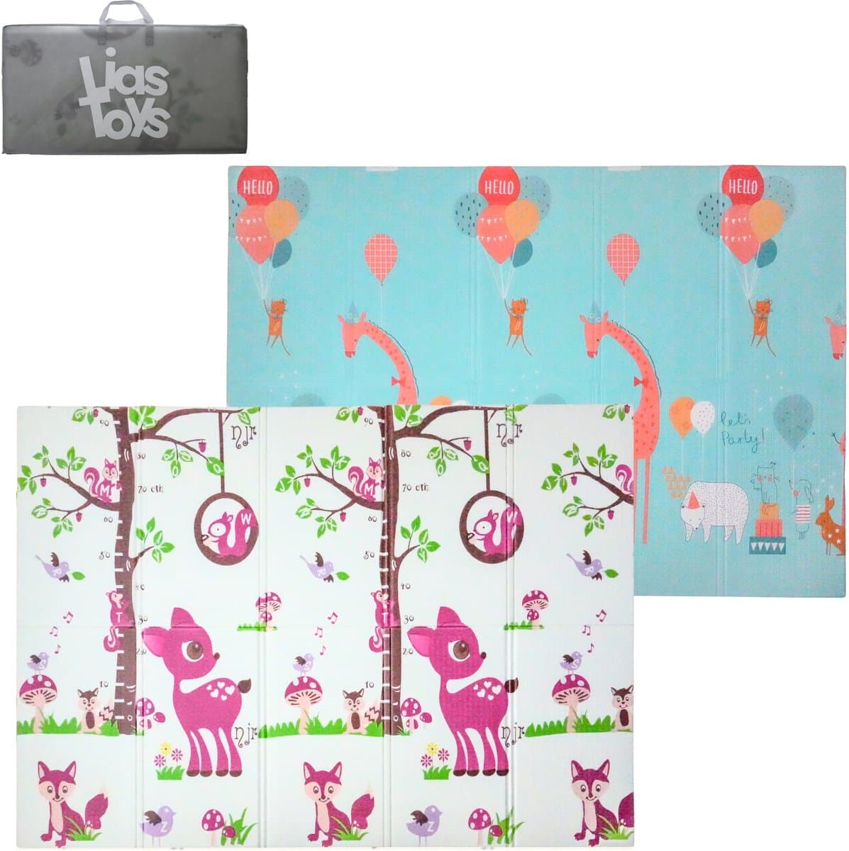 Speelmat - Speelmat Baby - Speelkleed Baby - 2 verschillende designs - Speelmat Foam - 200x150cm - Dubbelzijdig - Opvouwbaar - Inclusief Opbergtas