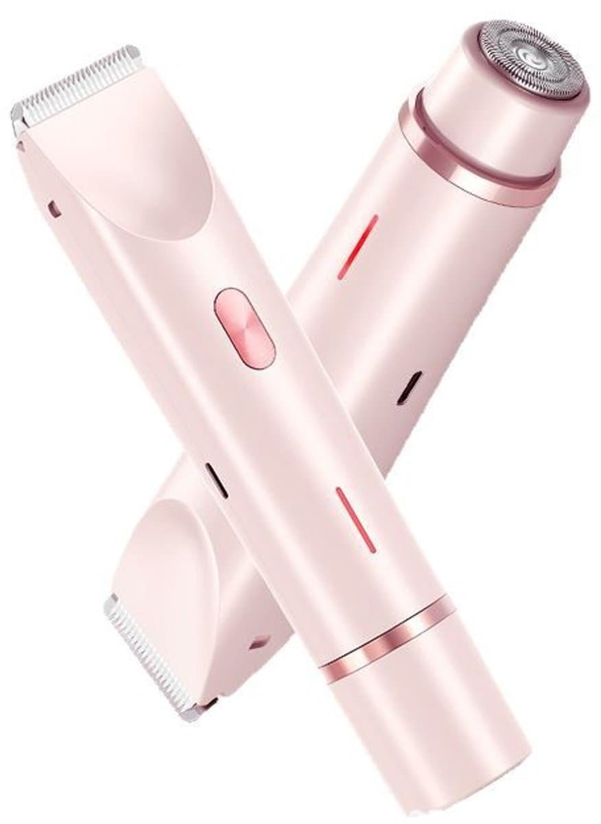 Elektrische scheerapparaat voor vrouwen, pijnloos, baard-epilator, been- en bikinilijn, lichaam- en haartrimmer, gezichts-epilator voor vrouwen, roze