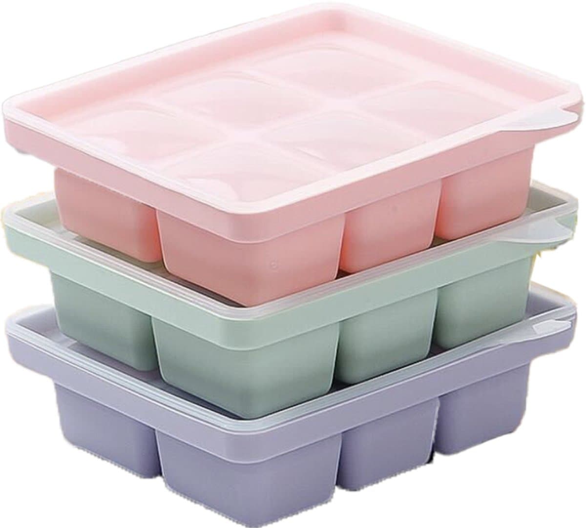 ZYLARO Babyvoeding bewaarbakjes set - 3-delige siliconen baby bakjes - met deksel - Magnetron & vaatwasmachinebestendige - 18x60ml - Moedermelk bewaren - Diepvriesbakjes - 100% BPA vrij