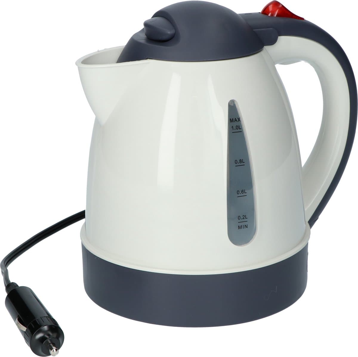 Carpoint Waterkoker 12Volt - 1 Liter - Voor auto, caravan of boot - 12 Volt stekker of sigarettenaansteker