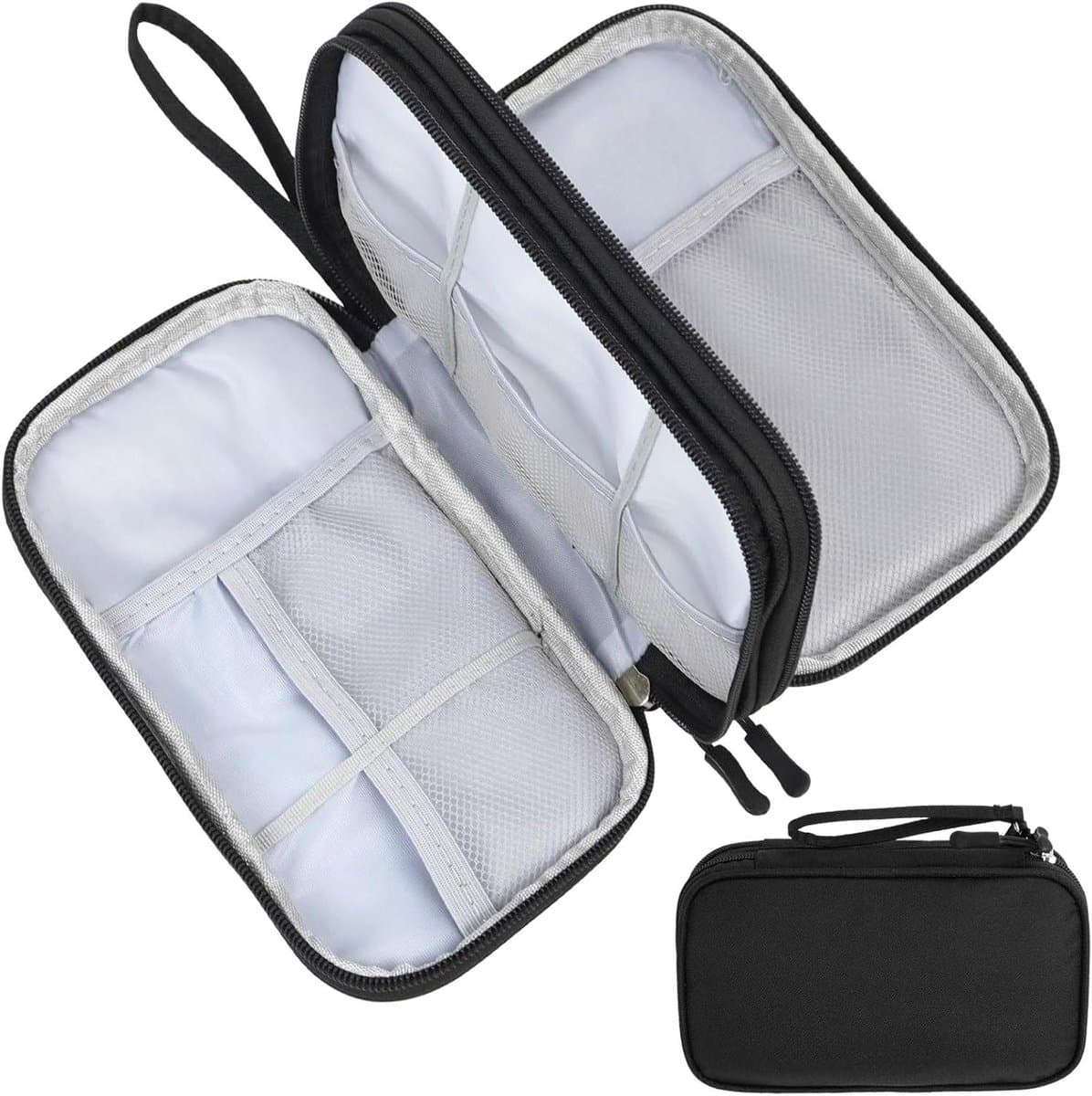 Waterdichte reisorganizer voor elektronische accessoires - opbergtas voor oplader, USB-stick en powerbank - lichtgewicht en draagbaar - thuis en op reis - zwart
