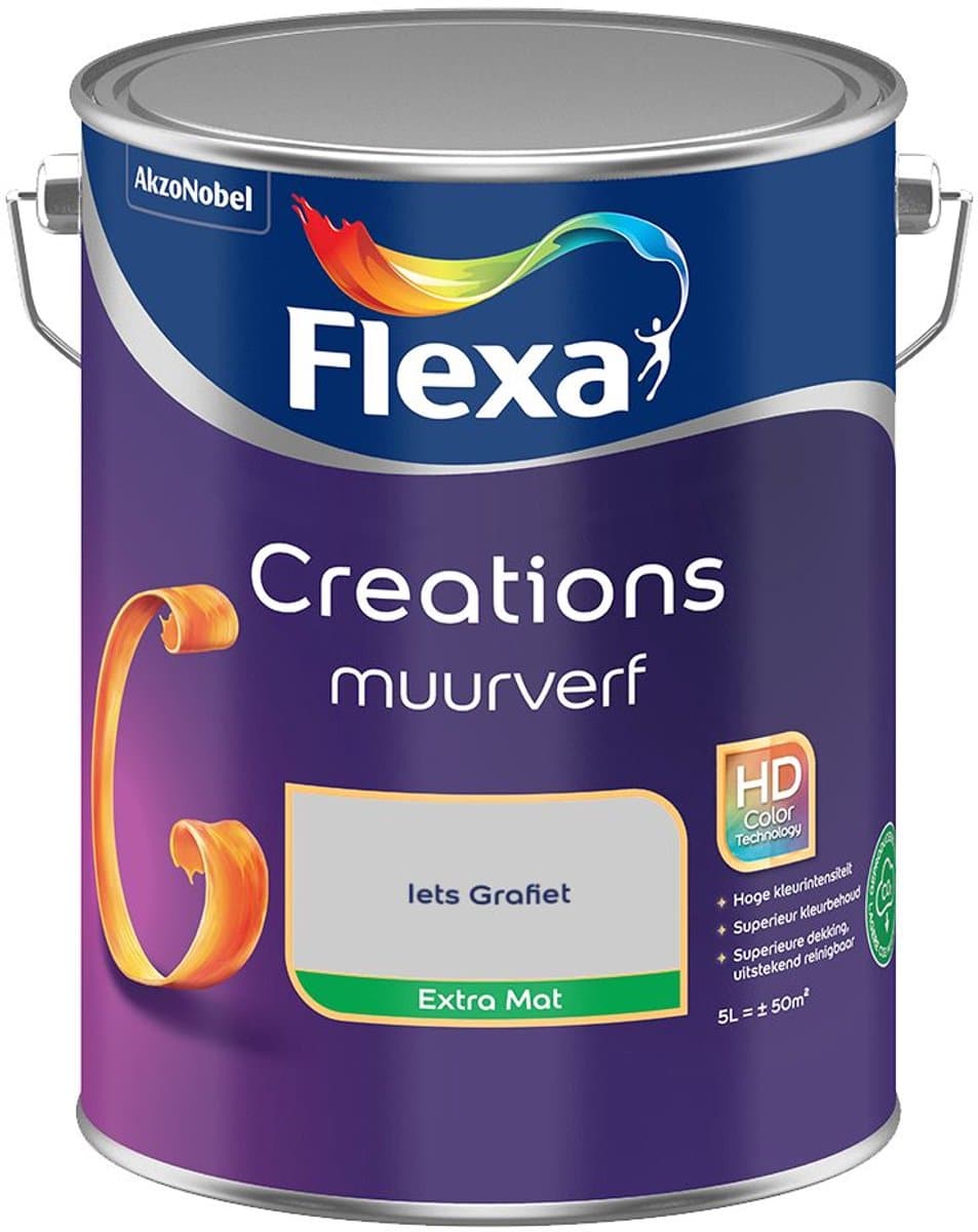 Flexa - Creations Muurverf Extra Mat - Iets Grafiet - Mengverf - 5 L