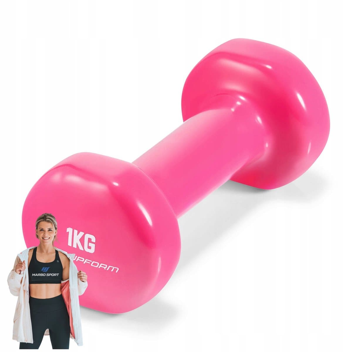 Marbo Sport - Dumbbell UpForm - Dumbbells - Vinyl halter - 1 kg - Roze - Voor fitness, aerobics en thuisgym en Home Gym
