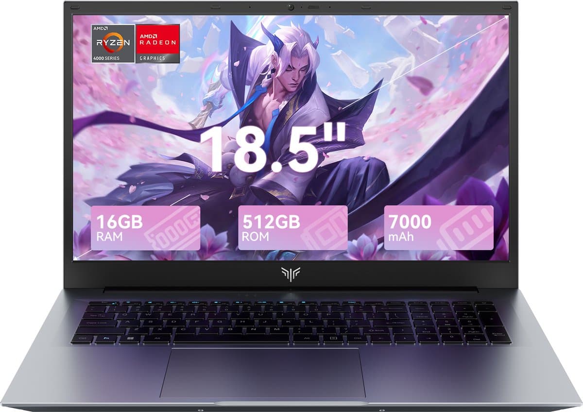 ACEMAGIC AX18Pro 18.5 Zoll FHD Laptop Computer - Ryzen 4300U Prozessor tot 3.7GHz(Beat 3500U/N95/N97)- 16GB DDR4 512GB SSD Notebook - WiFi 5 - BT5.0 - 3*USB3.2