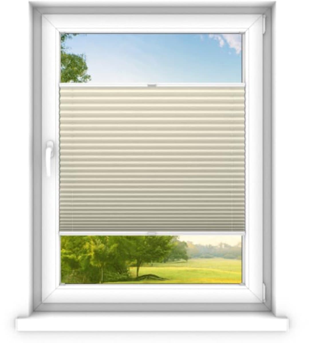 time4blinds - Plisségordijn zonder boren op maat gemaakt - Vouwgordijn - Plisségordijn privacy en zonwering - Eenvoudige installatie - Kant-en-klaar plisségordijn - 110x120 cm - Beige room