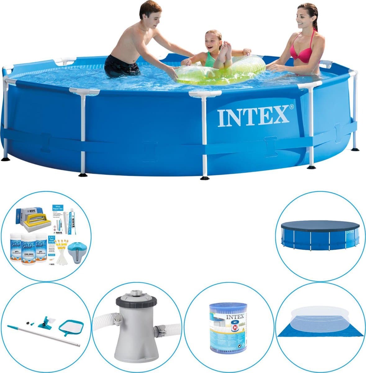 Metal Frame Pool Zwembad - 305 x 76 cm - Voordeelset