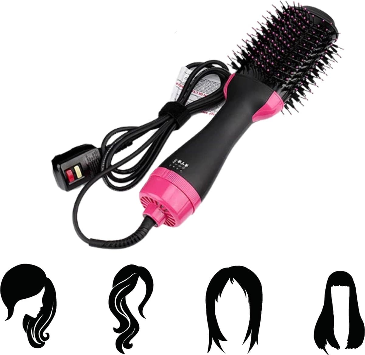 Currero Haardroger met Borstel - Krulborstel Kort Haar Zelfdraaiend - Fohnborstel Roterend - Elektrische Haarborstel - 3 in 1 Fohn - Inclusief Handschoen