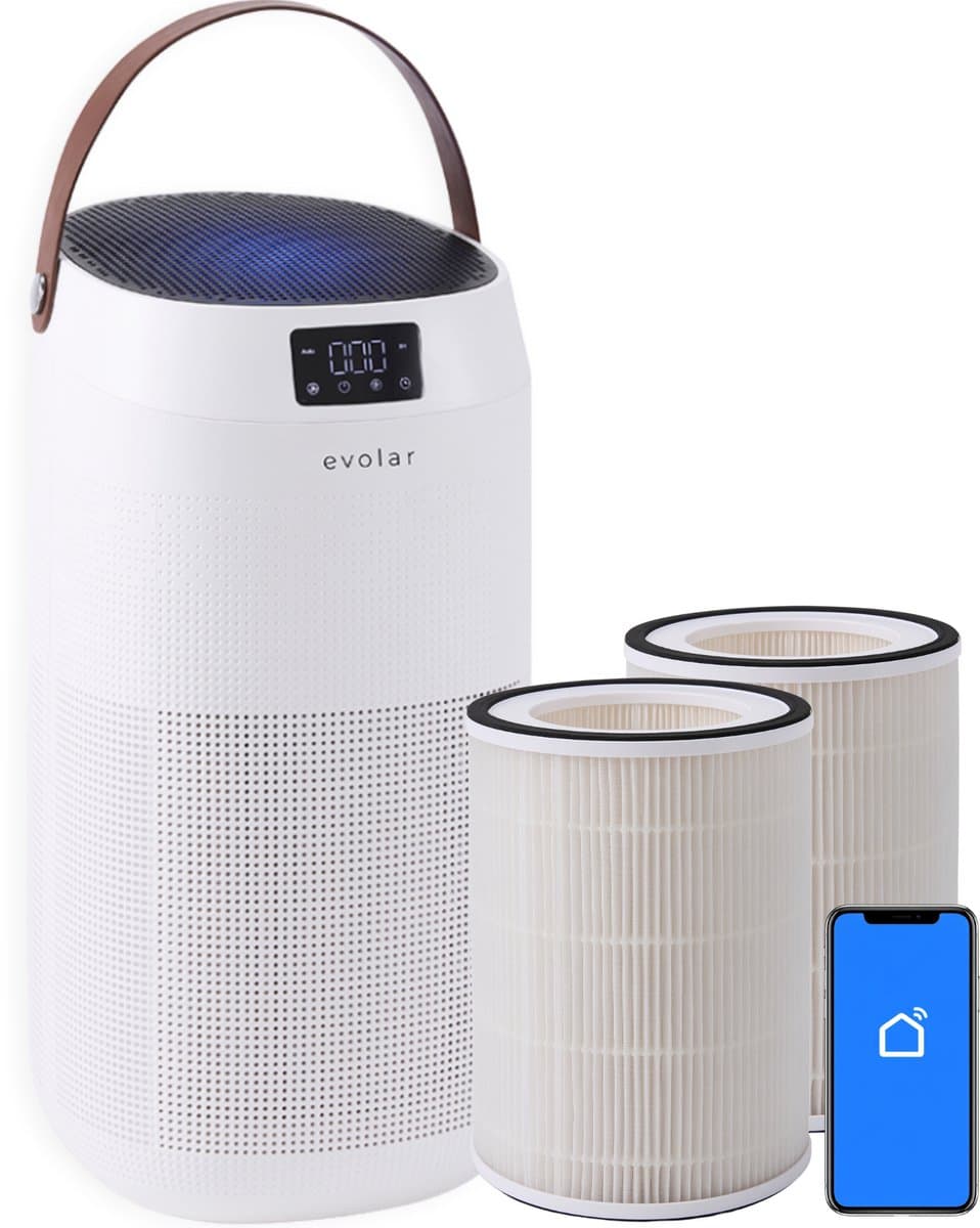 Evolar Luchtreiniger met 2x HEPA 13 Filter - CADR: 400m3/h - Air Purifier - Slaapmodus - Luchtkwaliteit Indicator - Pure4 +