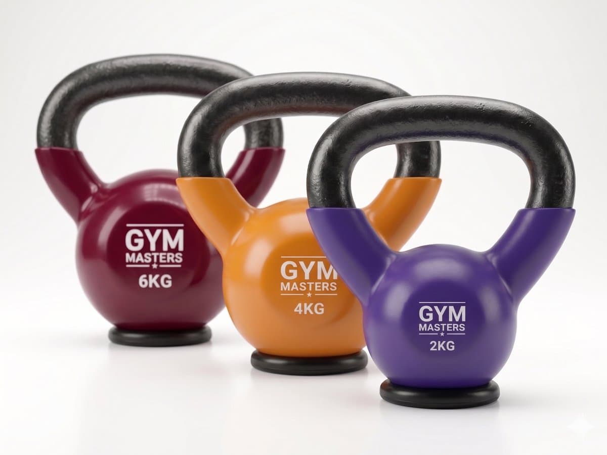 Gym Masters Kettlebell Set 2-4-6 kg – Vinyl Fitness Gewichten – Rubberen Bodem – Optimale Vloerbescherming & Veilig Trainen – Ideaal voor Beginners