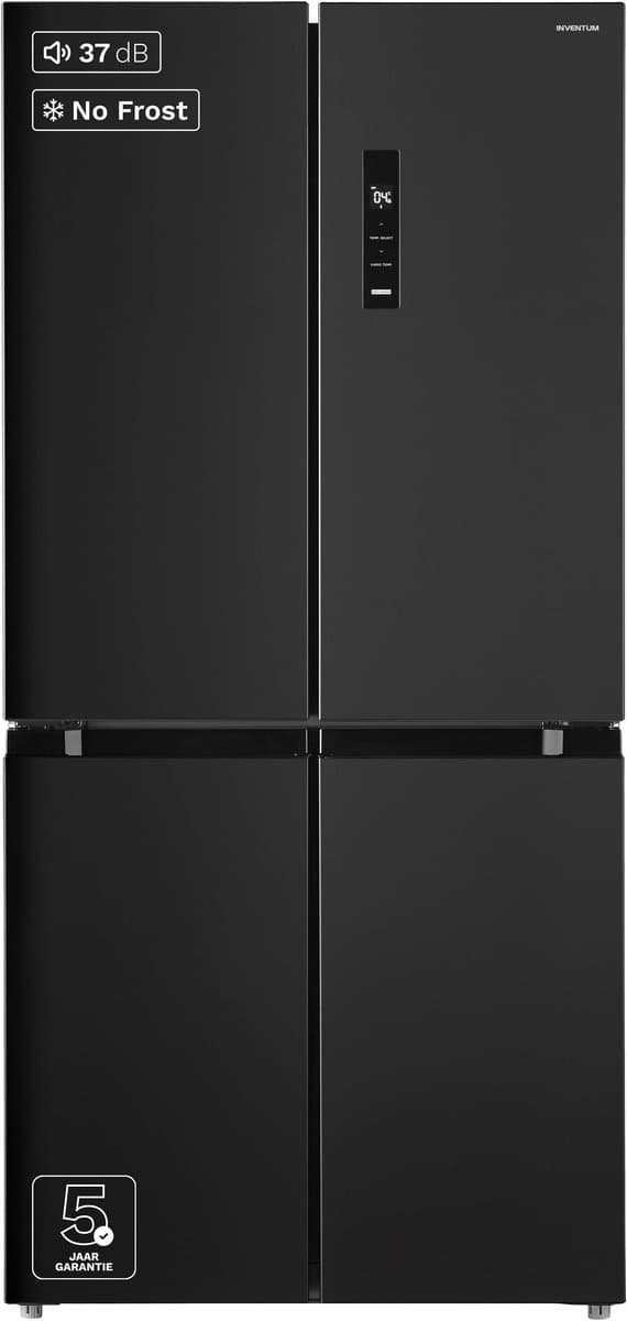 Inventum SKV4178B No Frost energiezuinige Amerikaanse koelkast - 474 liter - Digitaal display - Stil: 37 dB - Supervriezen - Superkoelen - Vershoudlade - 4 deuren - Zwart