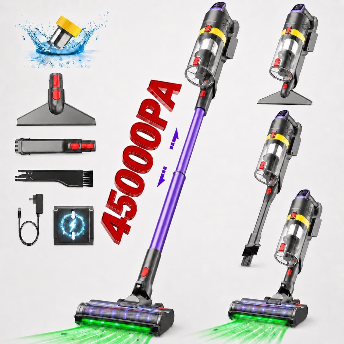 Draadloze Steelstofzuiger 45000Pa - 60 Min Batterij - Anti-klit - Muvano