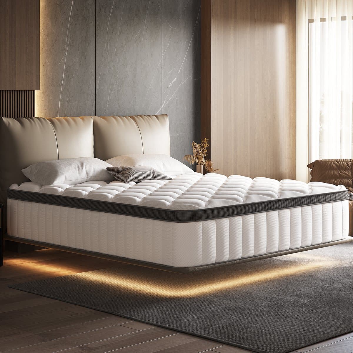 Saikefy Matras 90x190 cm - 25cm - Pocketvering Matras - 7-Zones - Orthopedisch - Afritsbaar en wasbaar hoeslaken - Anti-Allergie - Traagschuim - Gemiddelde Stevigheid