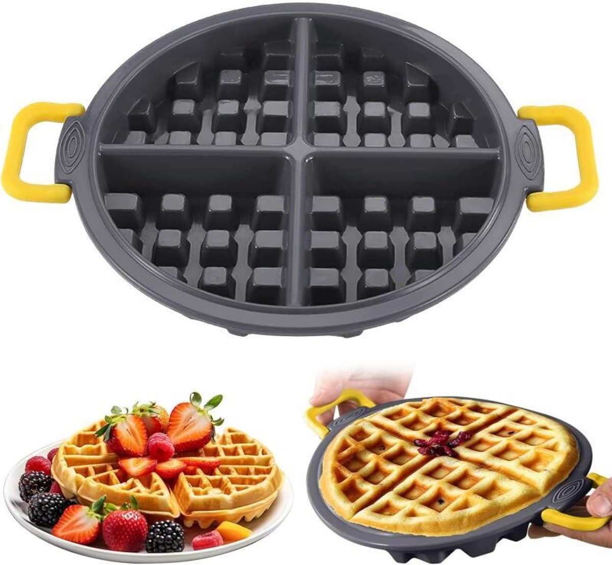 Siliconen wafelvorm - BPA-vrije muffinvormen - Taartvorm - Bakvorm voor wafelijzer, Chocolade, knutselwerk - Snoep - Huishoudelijk gebruik - Oven - Muffin - Cakevorm - Bakbenodigdheden - Grijs
