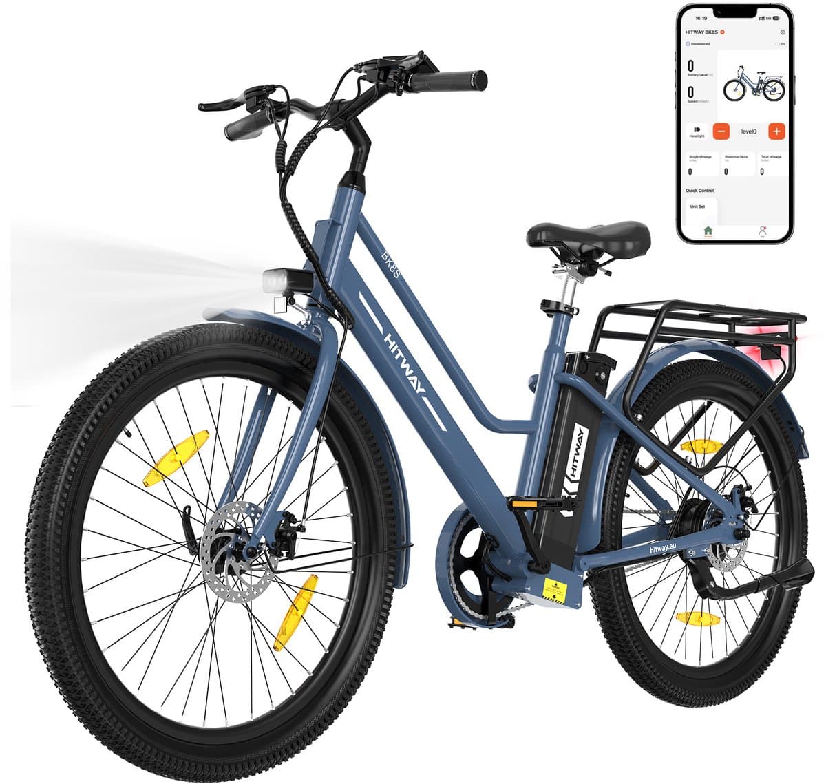 Hitway Elektrische Fiets BK8SL - Trendy 27.5 Inch City Commuter EBike met Afneembare 36V 13Ah Lithium Batterij - Mountain E-Bike met 250W Motor - Damesfiets met App Bediening - IP54 Waterdicht