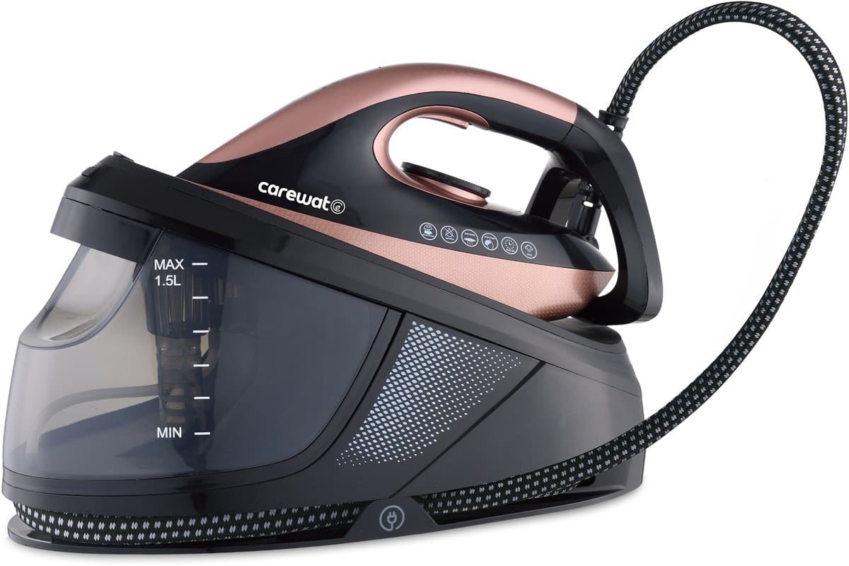 Carewat Stoomstrijkijzer met Stoomgenerator - Goud - 2200W - 1.5L Uitneembare Watertank - 100 g/min Stoomproductie - Keramische Zoolplaat - 3.0 Bar Stoomdruk - Anti-Oververhitting - Geschikt voor alle stoffen