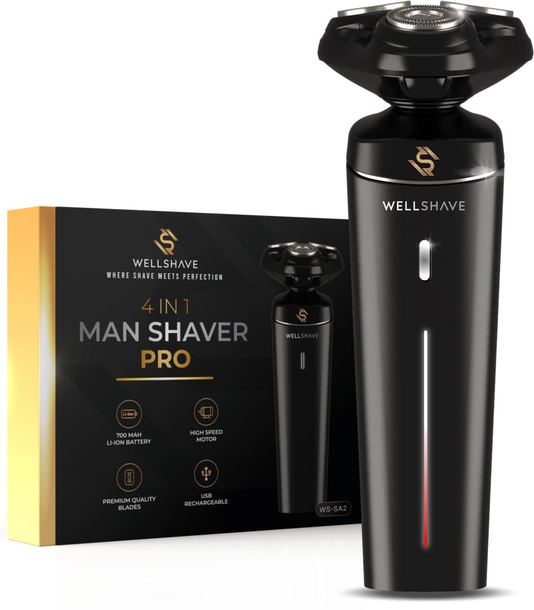 Wellshave 4 in 1 Scheerapparaat Mannen - Met Trimmer & Neustrimmer - Elektrisch Scheerapparaat- Nat en droog - Scheerapparaten - Scheren - Baardtrimmer - Vaderdag Cadeau