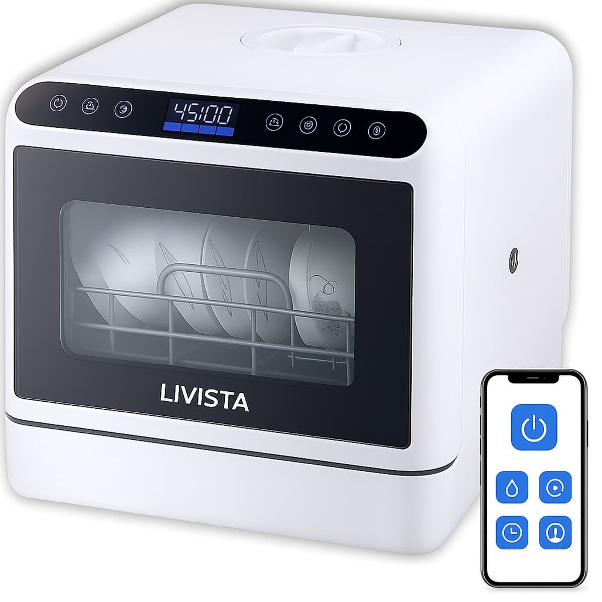 Livista Mini Vaatwasser incl. APP - Vaatwasser - Vaatwasser Vrijstaand - Afwasmachine - Camping Vaatwasser - Wit