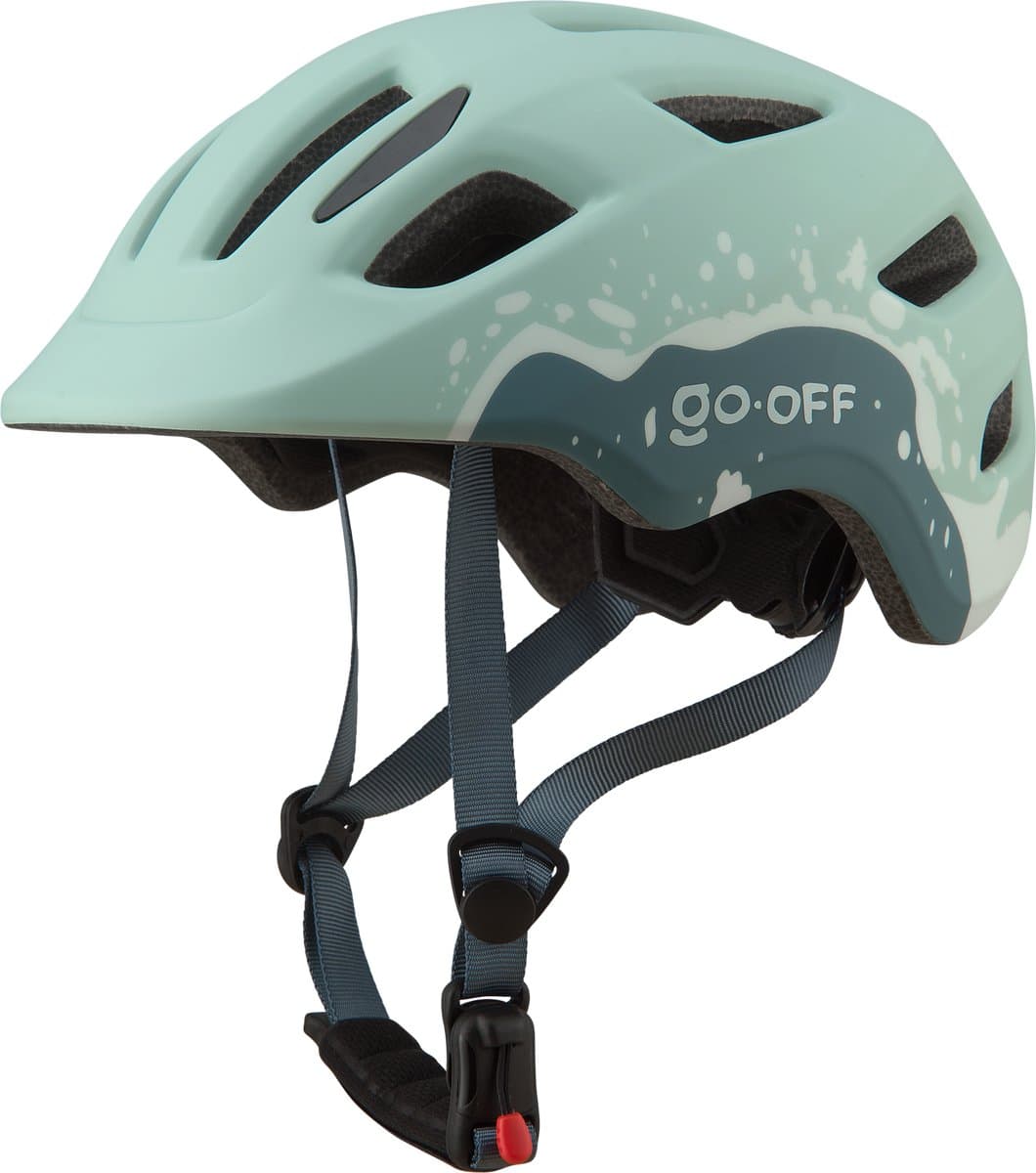 GO-OFF FIRST Kinderhelm - Extra Veilige Fietshelm voor Kinderen - Voor Fietsen en Skaten - Kind vriendelijke Jongens en Meisjes Helm van 5 - 8 Jaar - Grijs / Blauw - Maat S