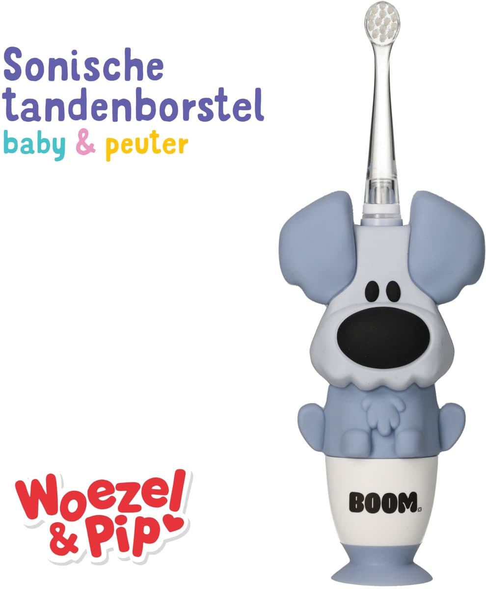 BOOM - Woezel & Pip Elektrische Tandenborstel Kind (Baby & Peuter) - 3-48 maanden - LED-lampje - 2 Borstelkopjes inbegrepen