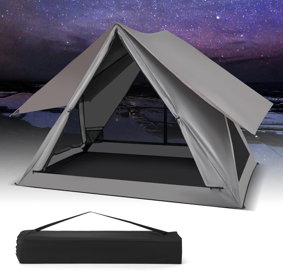 KOMFOTTEU Campingtent waterdicht voor 2-3 personen, automatisch werptent, pop-up tent instanttent rugzaktent winddicht outdoor voor reizen, trektochten, kamperen, koepeltent familietent draagbaar met tas
