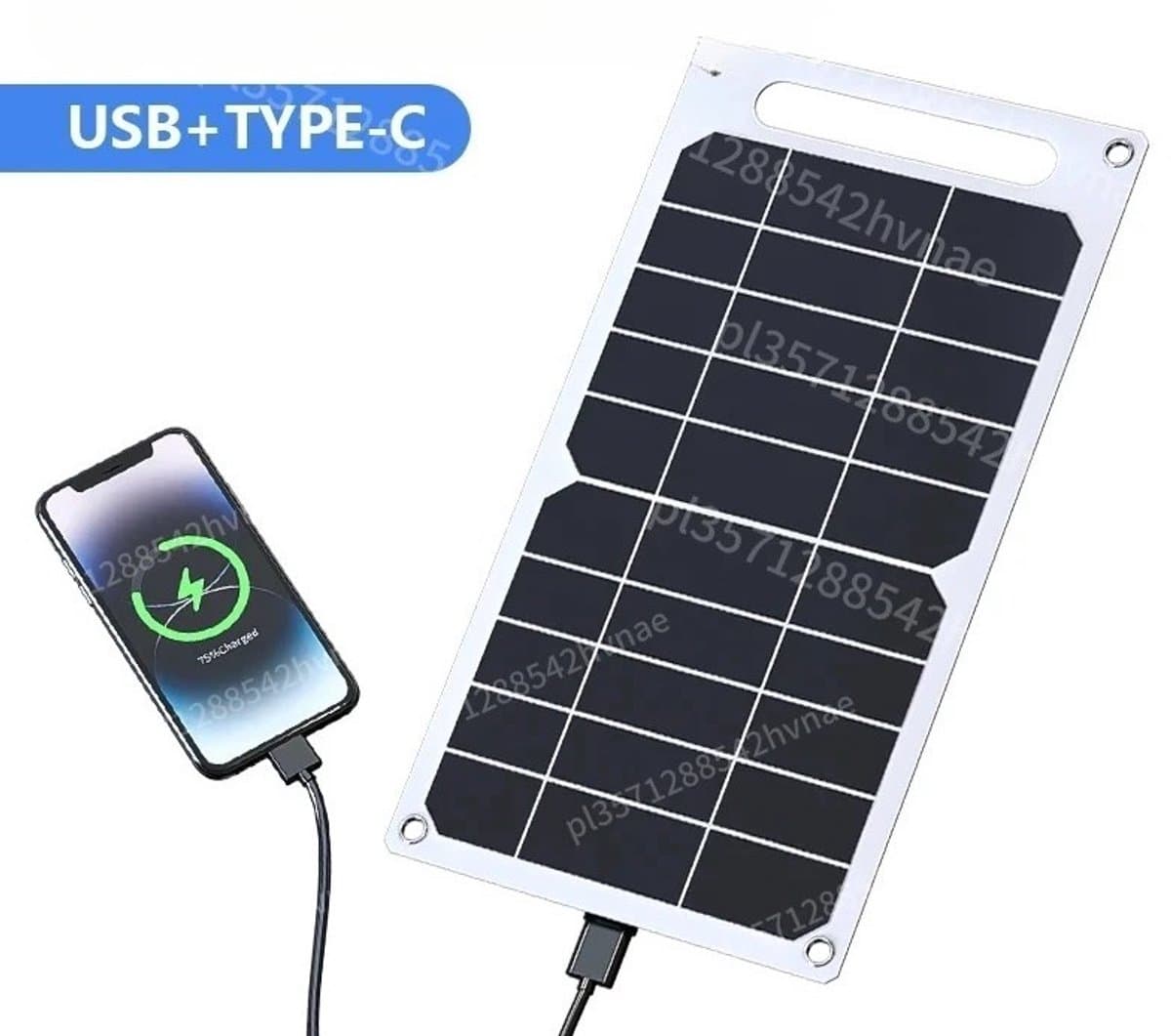 MakkelijkMooi Draagbare Zonnepaneel - Powerbank op Zonne Energie - Oplader USB type C - Kamperen en Outdoor - 6W-5V Waterdicht