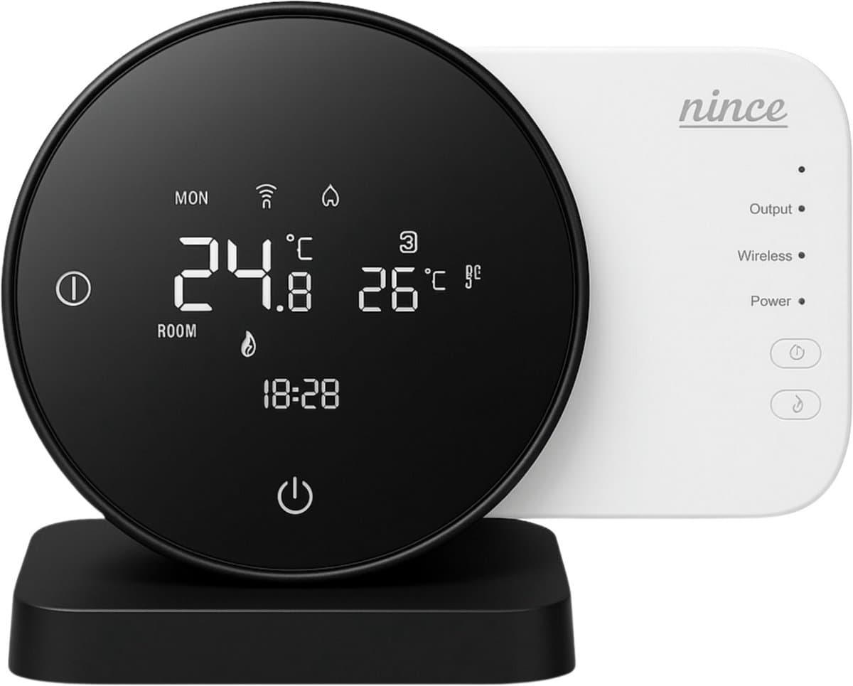 Nince Thermostaat CV ketel - Slimme Thermostaat Voor CV - Digitaal - Handmatig Programmeerbaar - Incl RF module