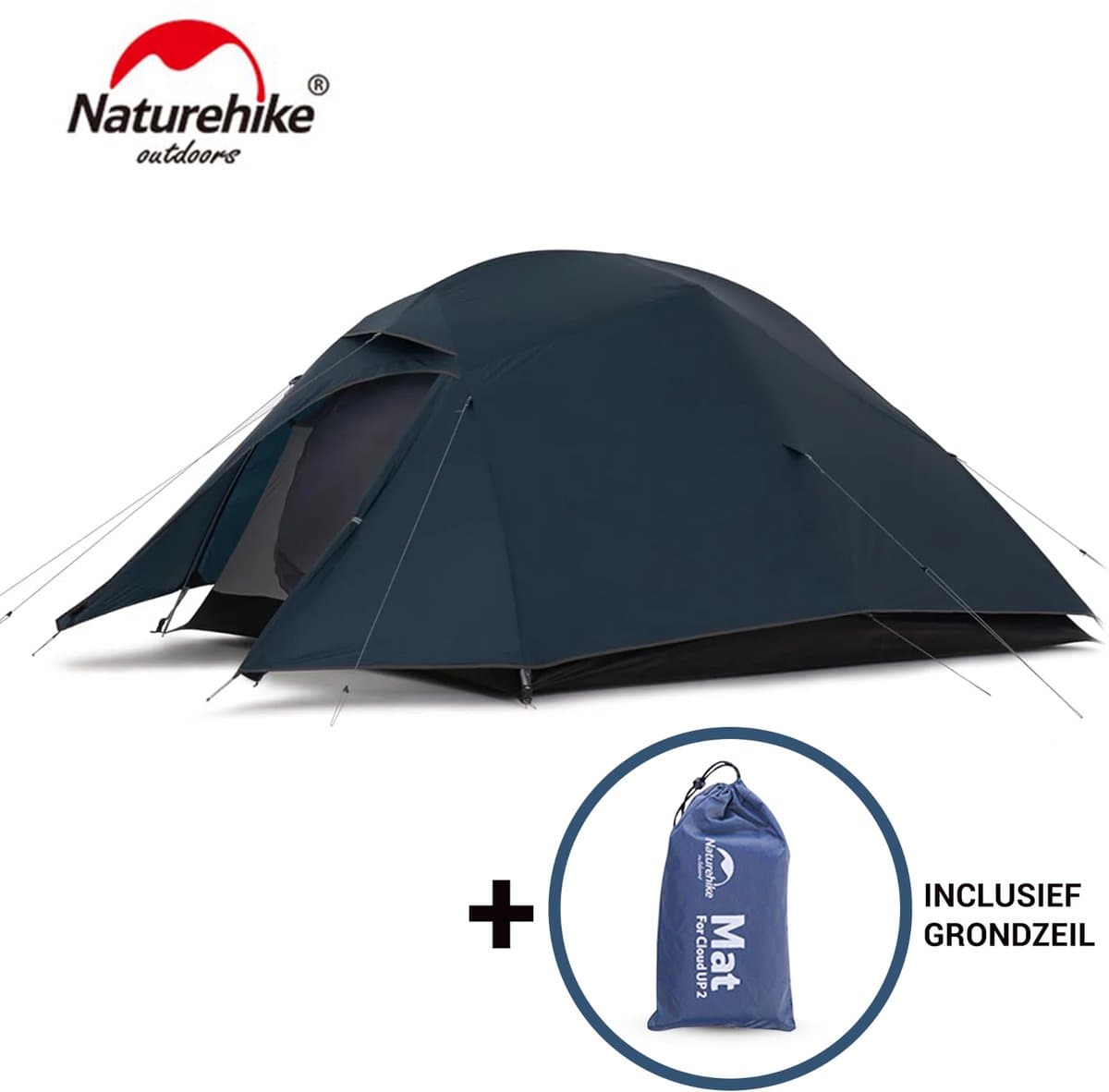 Naturehike Cloud Up 3 Upgraded – 3 persoons lichtgewicht tent – Waterdichte kampeertent – 20D 4000MM – Inclusief grondzeil – Outdoor trekking – Navy Blue