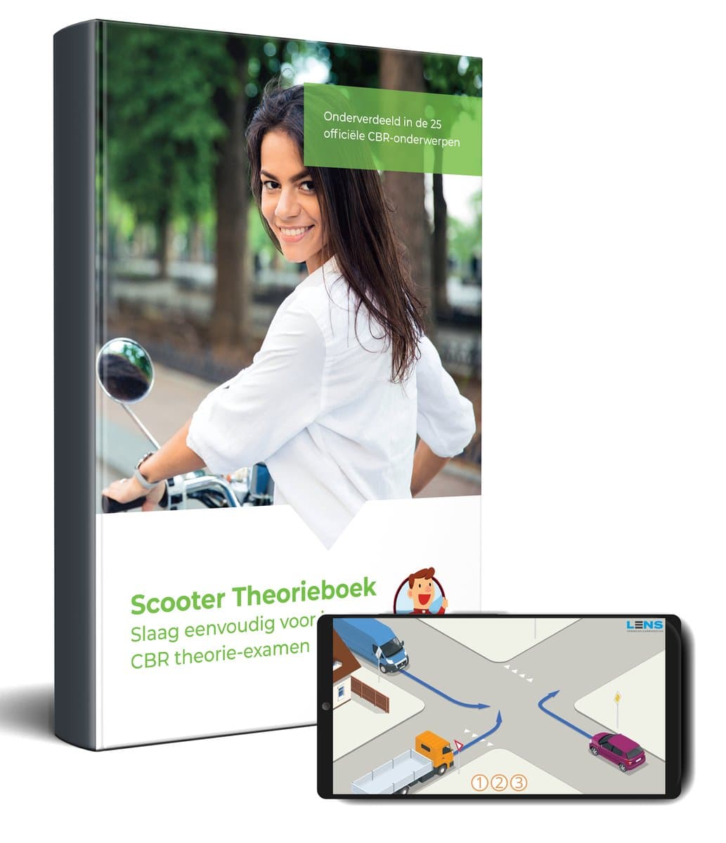 Scooter Theorieboek 2026 Rijbewijs AM – Brommer en Bromfiets - Compleet Theorieboek inclusief Apps - De Theorieboer