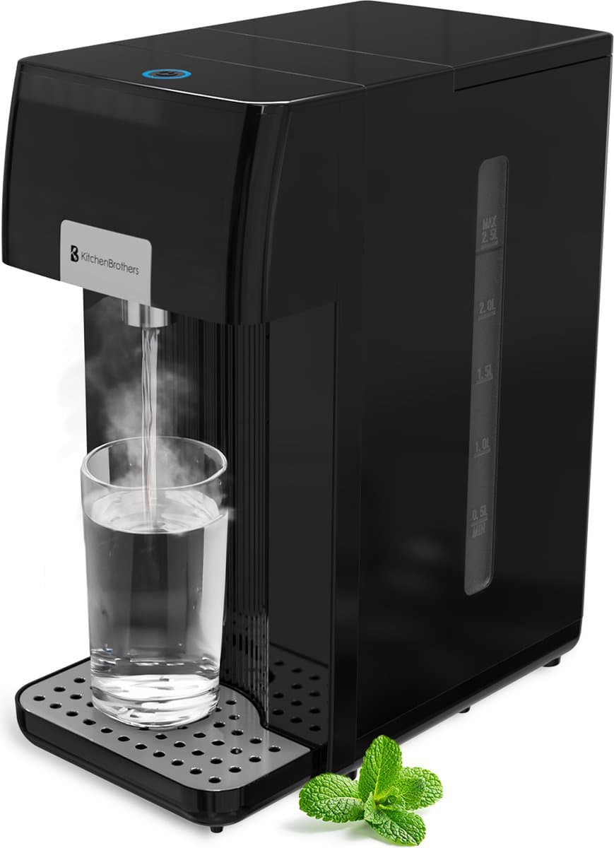KitchenBrothers Heetwaterdispenser - 2,5L - Instant Waterkoker - BPA en PFAS Vrij - 0,5L per minuut - 100℃ - Zwart