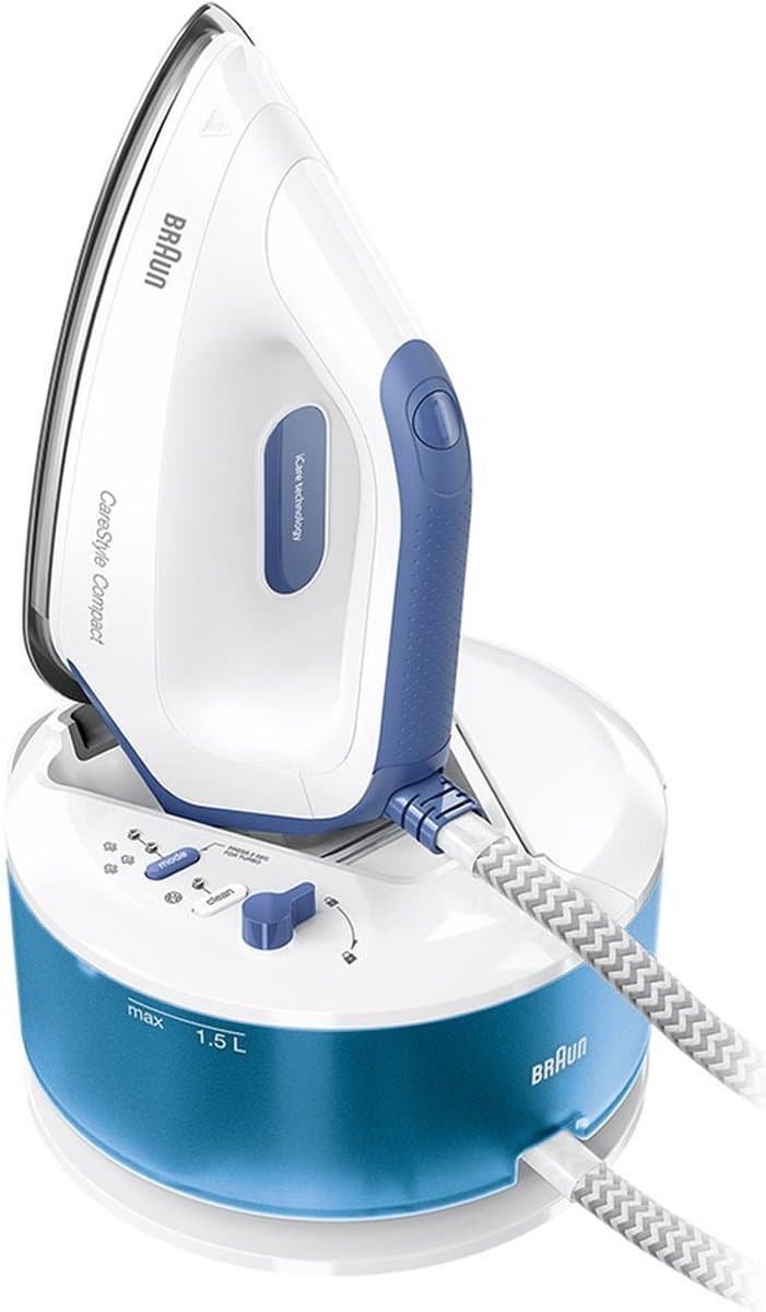 Braun CareStyle Compact IS2143BL - Stoomgenerator - EloxalPlus strijkzool - 6 bar - 2400 W - Wit/Blauw