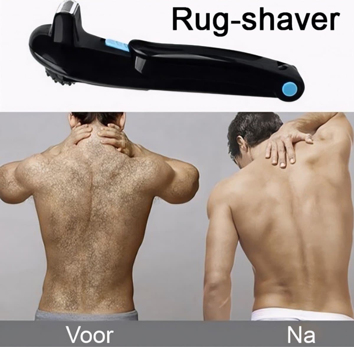 Elektrisch Rug Scheerapparaat met Lange Steel – 180° Opvouwbaar & Oplaadbaar | Heren Bodygroomer voor Rug, Nek, Armen & Benen |Zelfstandig & Pijnloos Scheren