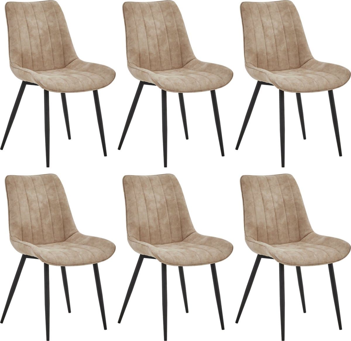 Colenis® - Verta Eetkamerstoel - Set Van 6 - Sand - Microfiber - Industrieel - Stoel
