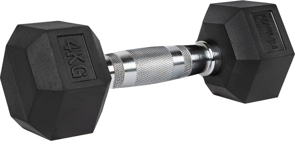 VirtuFit Hexa Dumbbell Pro - 4 kg - Hexagon Dumbbell - Duurzaam en Slijtvast - Krachttraining - Gewicht - CrossFit & Fitness - Geschikt voor Beginners en Professionals - Per Stuk Verkocht
