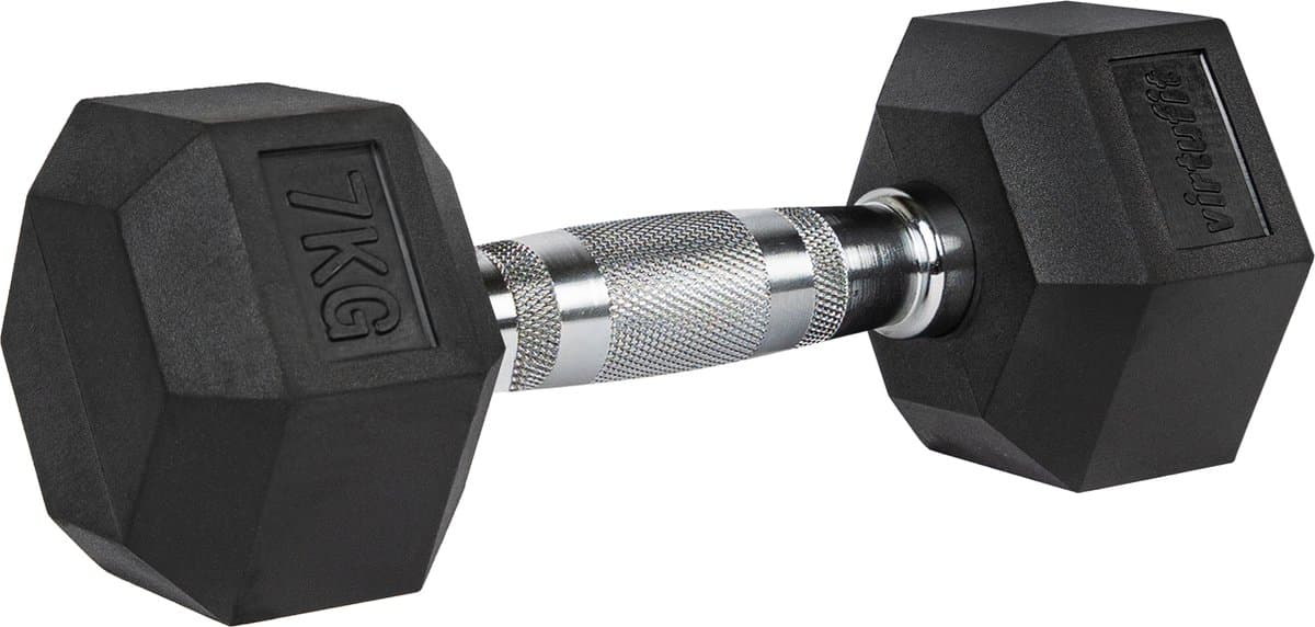 VirtuFit Hexa Dumbbell Pro - 7 kg - Hexagon Dumbbell - Duurzaam en Slijtvast - Krachttraining - Gewicht - CrossFit & Fitness - Geschikt voor Beginners en Professionals - Per Stuk Verkocht