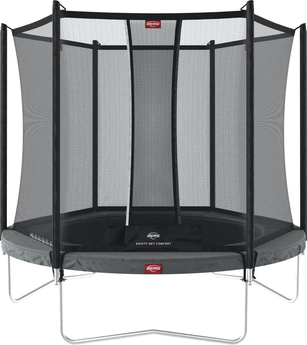 BERG Favorit Regular 330 Trampoline Op Poten - Safety Net Comfort - AirFlow Springdoek - Grijs