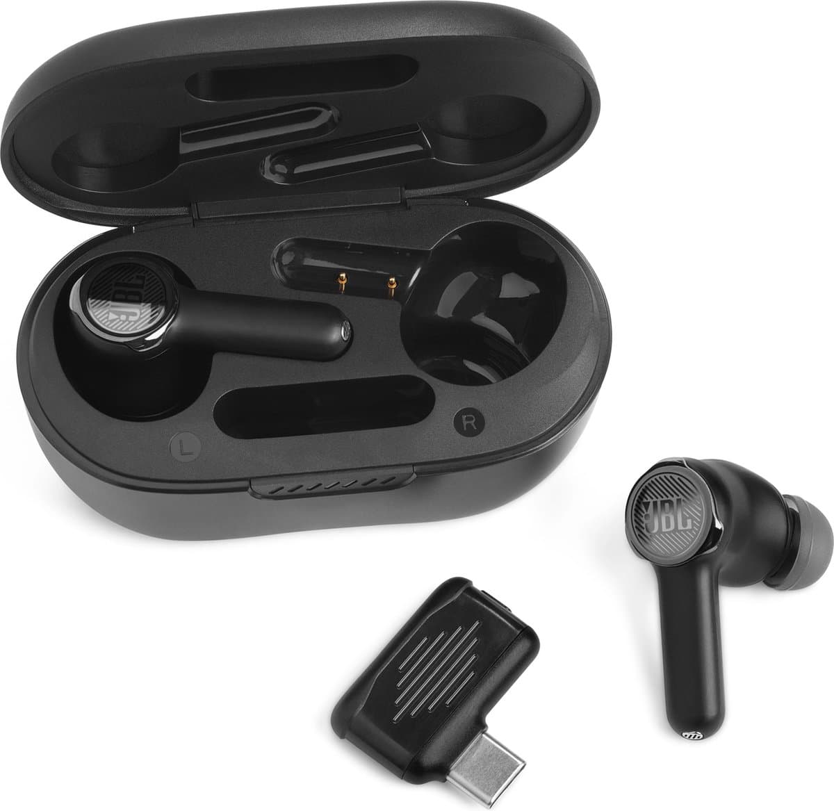 JBL Quantum TWS - Draadloze Oordopjes met USB-C Dongle - Bluetooth & 2.4GHz - Noise Cancelling - Oortjes Draadloos - Lage Latency - 24 uur batterij - Gaming - Voor Laptop Smartphone & Zakelijk Gebruik - Zwart