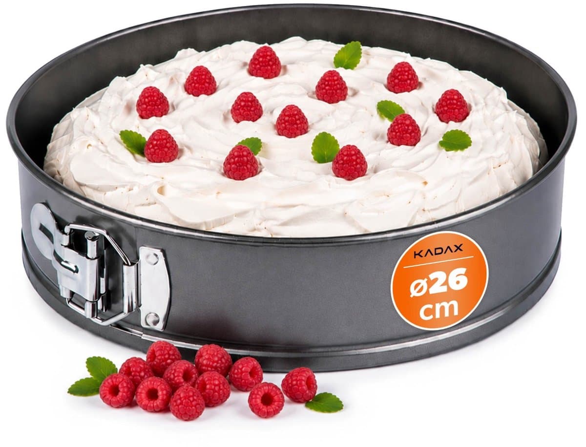 KADAX Springvorm, Stalen anti-aanbak vorm, ronde Bakvorm voor Taart, Cake, Bakplaat, Taartpan, Cake Bakvorm, Taartvorm met vlakke Bodem, stevig, zilverkleurig (Durchmesser: 26 cm)