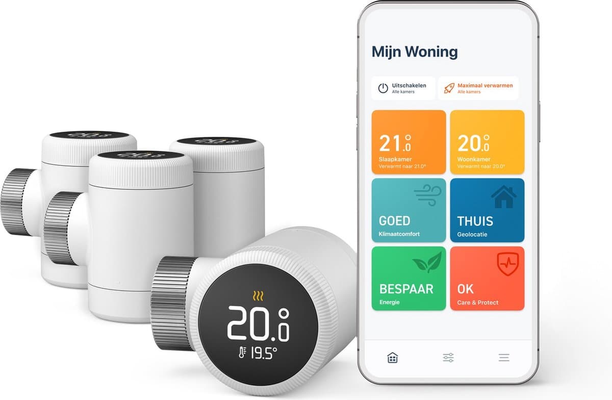 tado° Slimme Radiatorknop X – Uitbreidingset 4 Stuks – Slimme Thermostaatknop – Werkt met Google Home, Alexa & Apple HomeKit - Draadloos