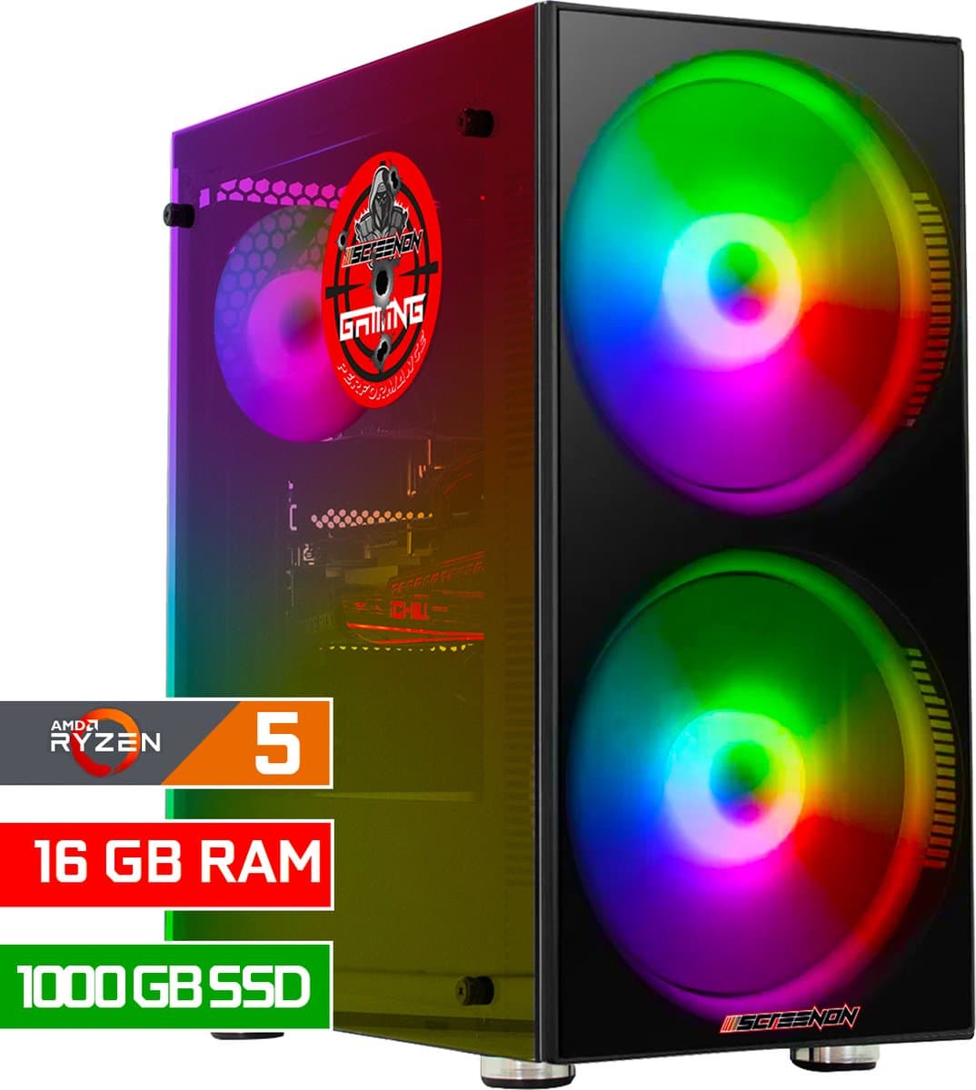 ScreenON - Game Computer / Gaming PC - Ryzen 5 8600G - 1000GB M.2 SSD - 16GB RAM - AMD Radeon 760M - Windows 11
