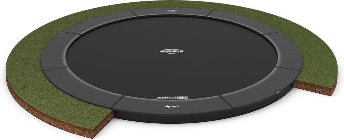 BERG SPORTS Champion FlatGround 330 Trampoline - Rond - Met AirFlow Pro Springdoek - TwinSpring - Grijs