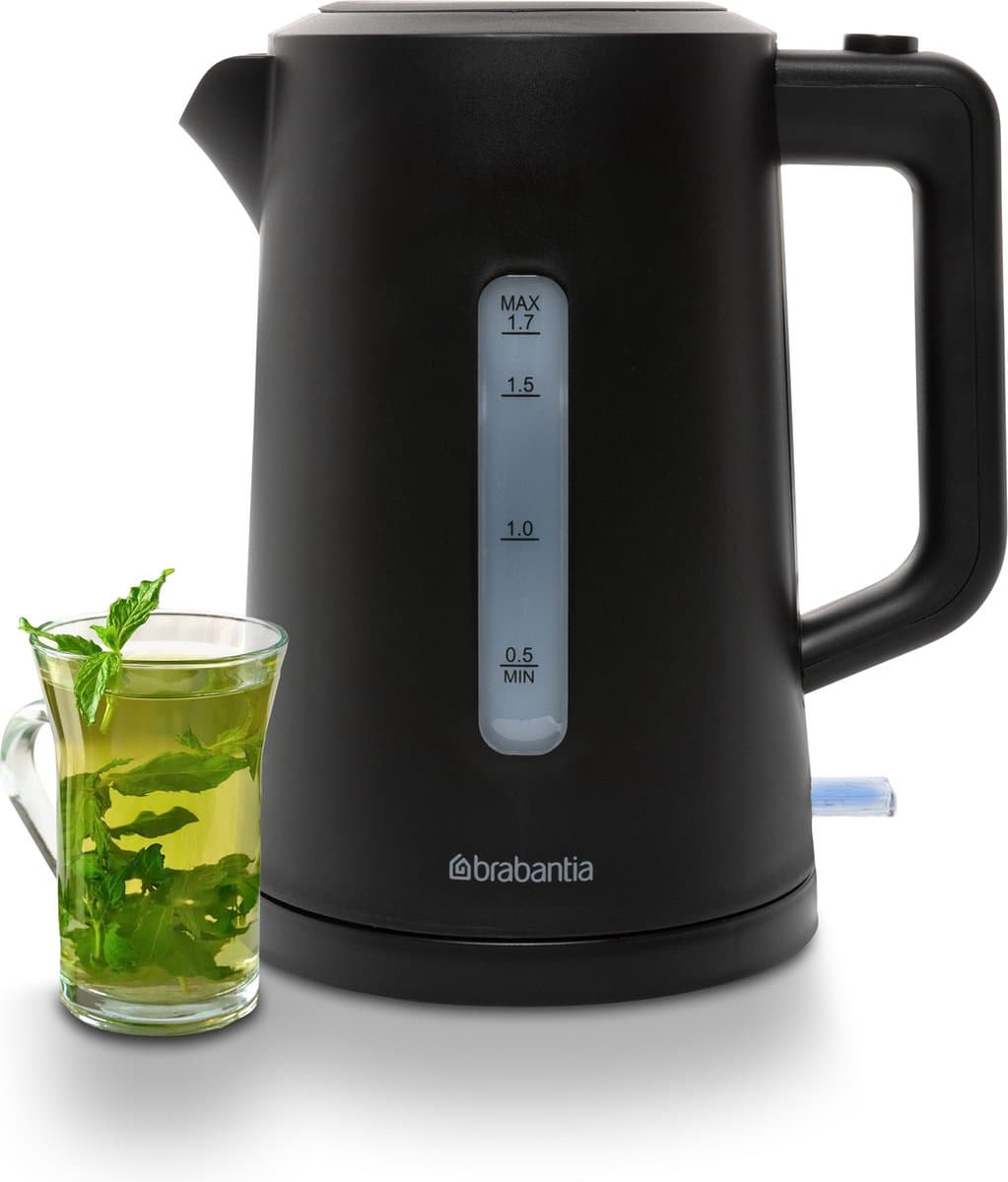 Brabantia Waterkoker - 2200 Watt - 1.7L - Snoeropbergruimte - Automatische uitschakeling - Zwart - BBEK1017