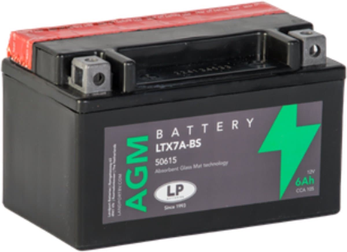 4 takt scooter Accu AGM -12 volt 6 ampère - onderhoudsvrij (LTX7A-BS)