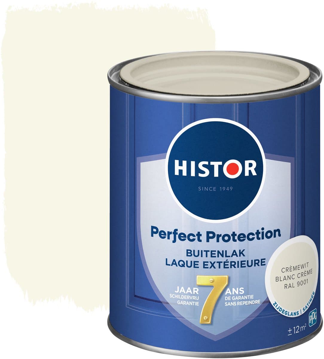 Histor Perfect Protection Buitenlak - Houtlak - Houtverf voor Buiten - Zijdeglans Verf voor Hout - Buitenverf - Cremewit RAL 9001 - 0.75 L