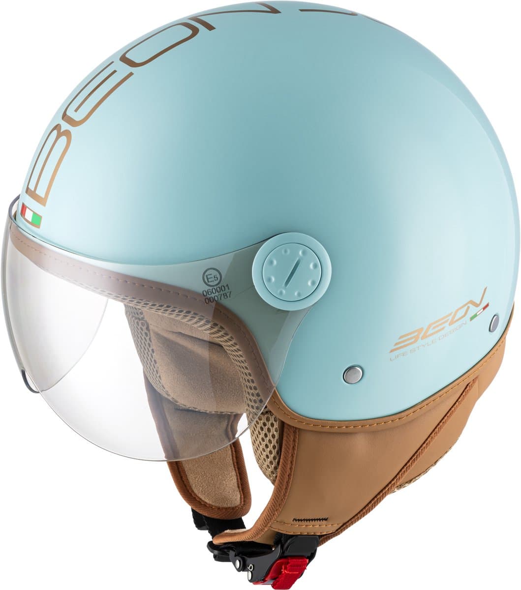 BEON Design Luxe Scooterhelm - Mint Groen - L - Jethelm met Vizier - Motorhelm - Geschikt voor Vespa, Scooter, Brommer, Motor en Snorfiets