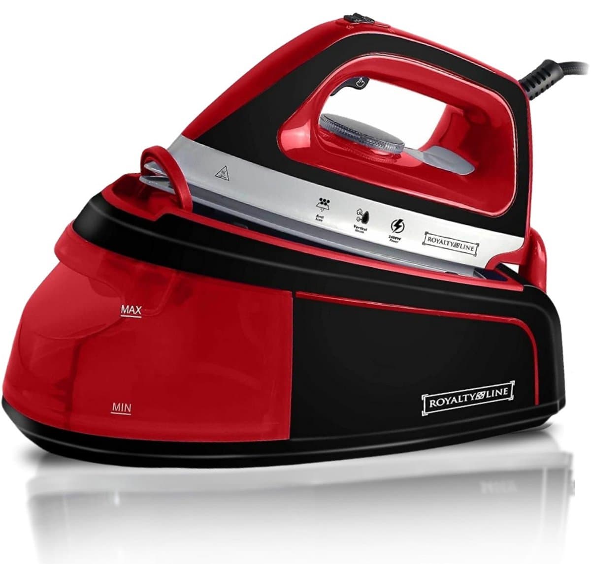 Royalty Line® DBST2300W Stoomstrijkijzer met Stoomgenerator - Strijkijzer - 2400W - Stoomstrijkijzers Met 1,2L Watertank - Iron - Keramische Zoolplaat - Rood